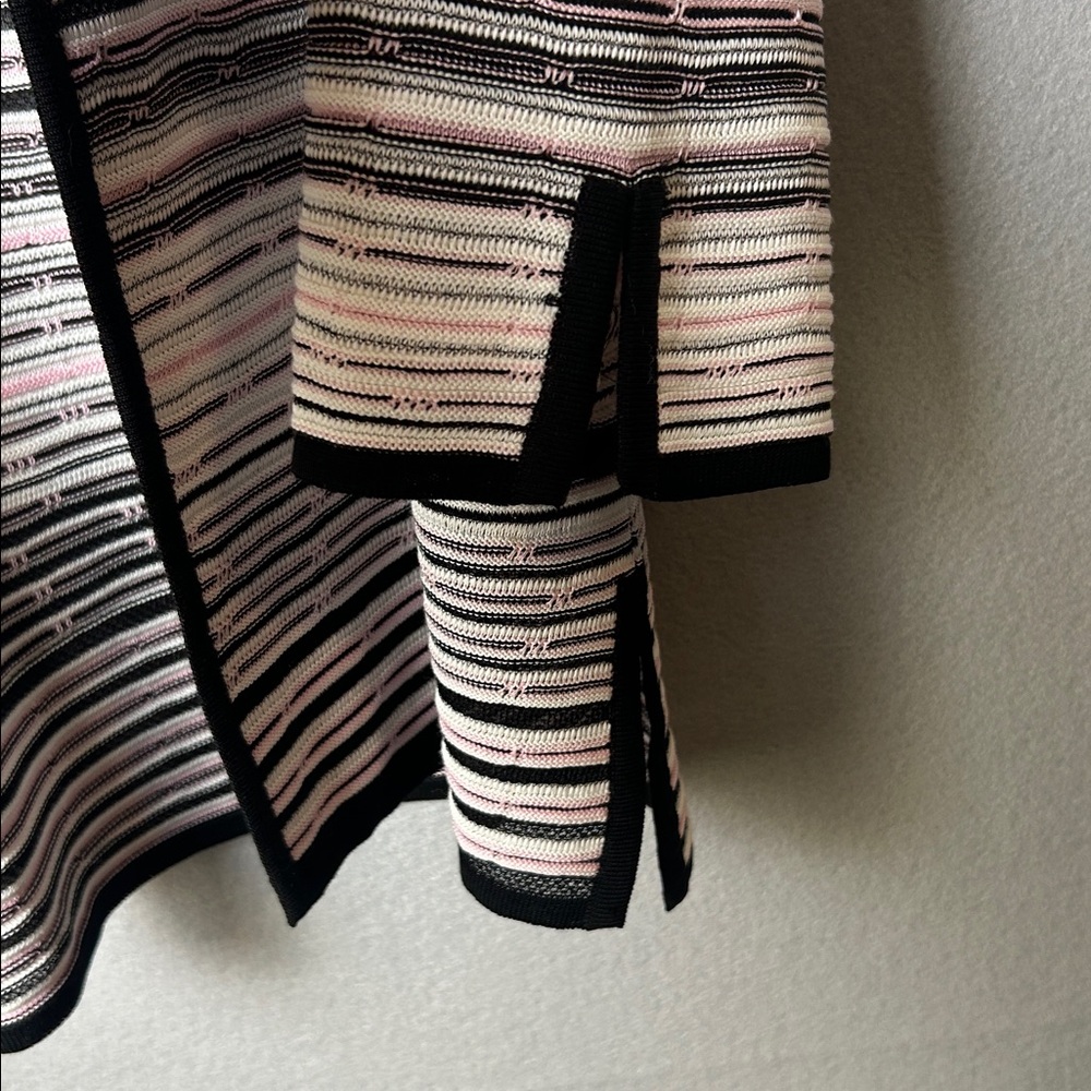 Ming Wang M Multi Color Striped Knit Open Cardigan Quiet Luxury Spring Feminine - Picture 5 of 8